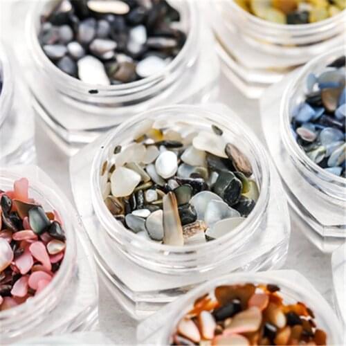 1 Jar GISLAN Mix Shapes Natural Shell Nail Art Decorations AB Crystal Nail Decals Manicure DIY Tips