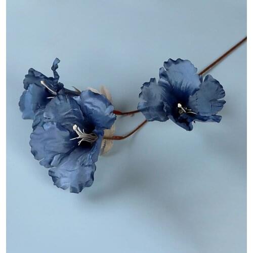 1 Bouquet Artificial Flower 3 Heads Realistic Faux Silk Flower Hibiscus Blossom Simulation Flower Wedding Decoration Fake Flower