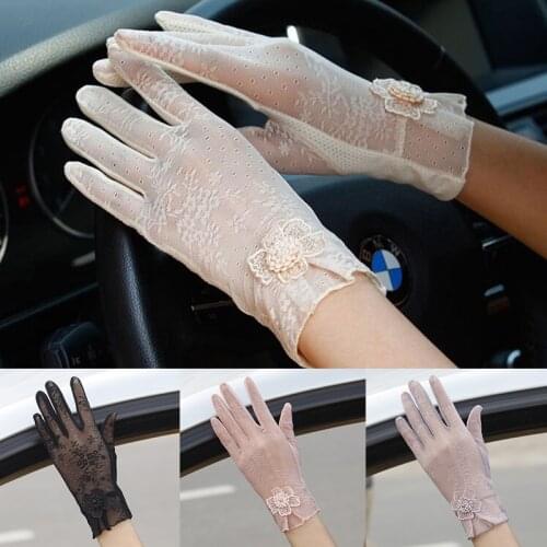 1 Pair Fashion Women Sun Protection Driving Gloves UV-proof Lace Mittens Bridal Gloves Wedding Evening Beauty Gloves for Ladies