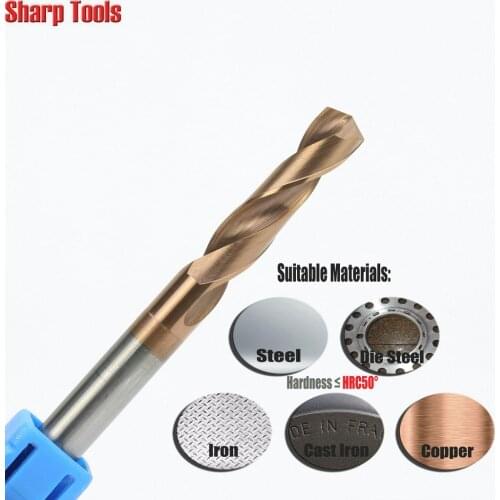 1pc HRC50 Shank 5mm Titanium Coated Twist Solid Carbide Hard Metal Drill Bits for Steel Drilling 5D Cast Iron Drill Tools Cutter