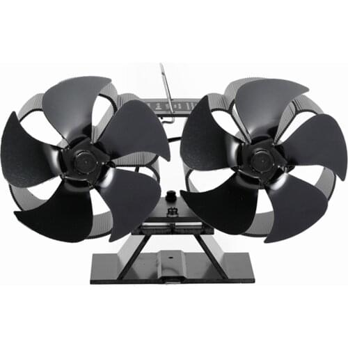10-blade Fireplace Thermal Power Fan Double-head Silent Environmental Protection Wood Log Burner High Temperature Resistance