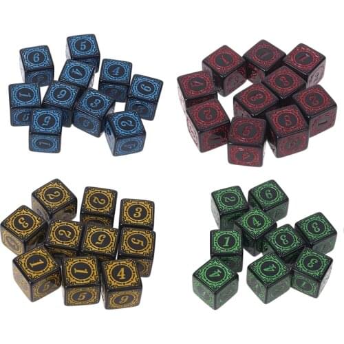 10pcs D6 Polyhedral Numbers Dice 15mm Square Edge 6 Side Board Game Dice Set for Bar Club Party