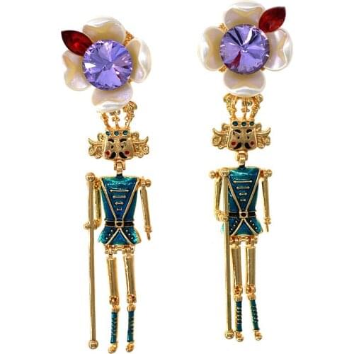 3 Colors Fashion Design Baroque Vintage King Doll Earrings retro metal personality earrings handmade popular fashion jewelry