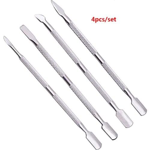4pcs Nail Pusher Spoon Remover Stainless Steel Cuticle Remover Manicure Skin for Trimmer Nail Art Tool Set