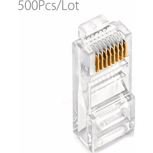 500pcs/lot RJ45 RJ-45 CAT5 Gold Shielded Modular Plug Network Connector