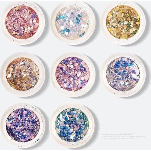 10ml Nail Art Mermaid Glitter Sequins Flakes 3D Irregular Sequin AB Aurora Sparkly Hexagon Paillette Spangle Polish Manicure