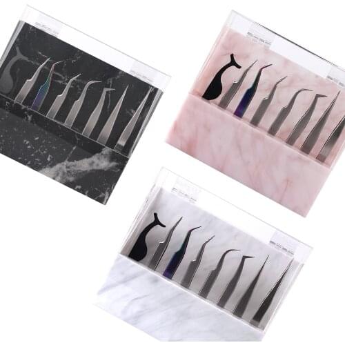 8 Holes 3 Colors Eyelash Tweezers Storage Holder Acrylic Convenient Durable Makeup Tweezers Organizer Rack for Eyelash Extension