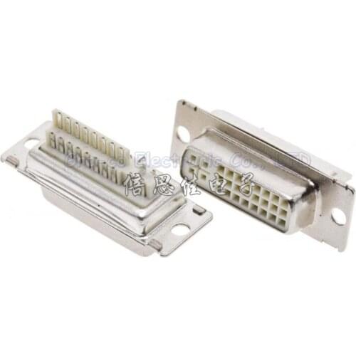 DVI24+5 female socket Welded wire type 180 degree 24+5P Three rows DVI connector