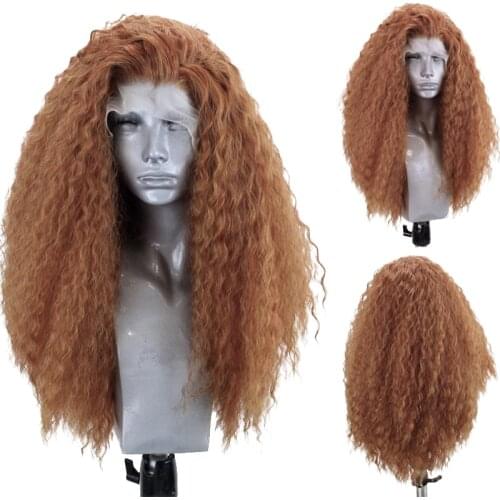 Charisma Long Brown Wig Afro Curly Synthetic Lace Front Wig High Temperature Fiber Hair Lace Wigs for Women Cosplay Wig