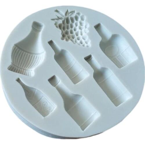 Cake Tools wine bottle grape pot silicone mold Decorating Cupcake decorating Gumpaste fondant tool mould