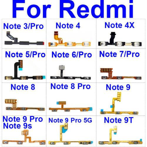 On/off Power Key &Volume Side Button Flex Cable For Xiaomi Redmi Note 3 4 4X 5 5A 6 7 7s 8 8T Note 9 Pro Max 9T 9s Note 9 Pro 5G