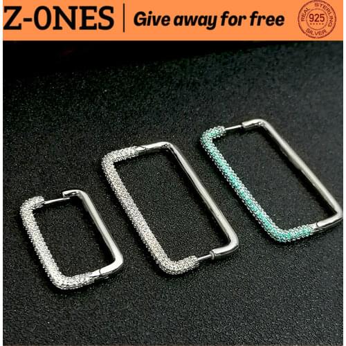 925 sterling silver rectangular silver rectangular earrings set with lake blue zircon luxury brand Monaco womens jewelry