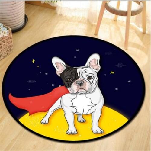 Round Carpets for Living Room Bedroom Kid Room Rugs Creative Lovely Dogs and Cats Home Carpet Floor Door Mat Simple Area Rug Mat