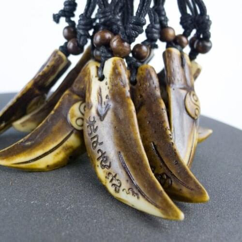 Bone Carving Pendant limitation Yak Bone Material Bone Art Necklace Pendant Vintage Mens adjustable Rope Necklaces #GZ204