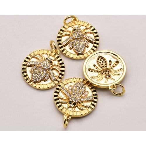 2 Pcs/Lot 16.8mm*5.2Mm Brass Gold-Plated Spider Logo Tag Pendant Korean Accessories Making For Jewelry Necklace JA0382
