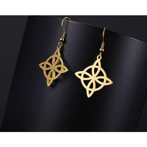 Lucktune Witchcraft Earring for Women Girls Stainless Steel Celtic Knot Drop Earrings Vintage Witch Knot Pendant Jewelry Gift
