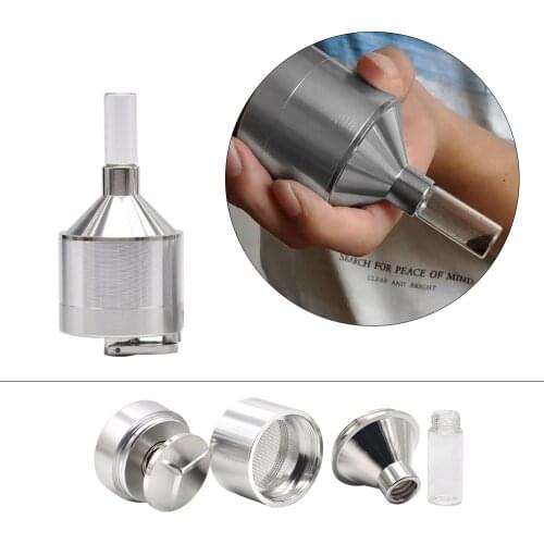 Funnel Design Aluminum Alloy Metal Herb Grinder For Tabacco 3 Layers Hand Crank Large Weed Grinder With Glass Storage Stash Box