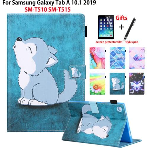 Fashion Wolf Case For Samsung Galaxy Tab A 10.1 2019 T510 T515 SM-T510 SM-T515 Cover Funda Folding Shell Coque +Gift