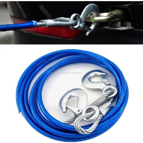 Powerful Car Wire Trailer Rope 5T 4M Steel Wire Tow Strap Hand Rope Car Emergency Equipment Steel Wire Automotive Trailer