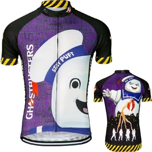 Cartoon Mens Short Sleeve Cycling Jersey Cycling Clothes Summer Blue Cycling Top Bike Top MTB Road Wear