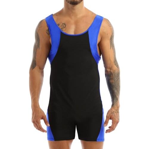 MSemis Men Sportswear Fitness Bodybuilding Leotard Jumpsuit Shorty Unitard Bodysuits Seamless Undershirts Wrestling Singlet