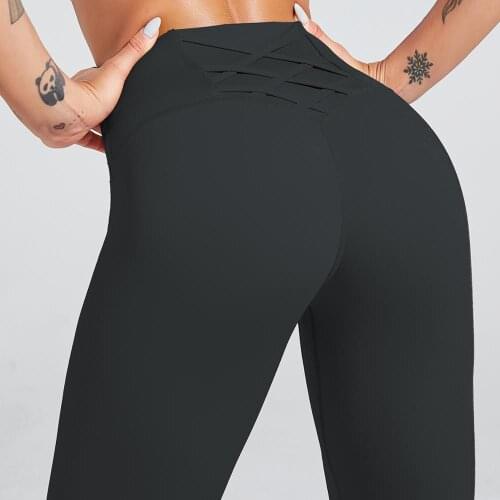 2020 New Bumps Style Leggings Put Hip Fold Elastic High Waist Waist Cross Decoration Legging
