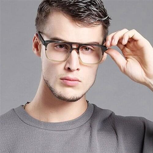 Seemfly New Classic Big Frame Square Flat Mirror Men Women Anti Blue Light Eyeglasses Fashion Full Frame Computer Goggle Eyewear