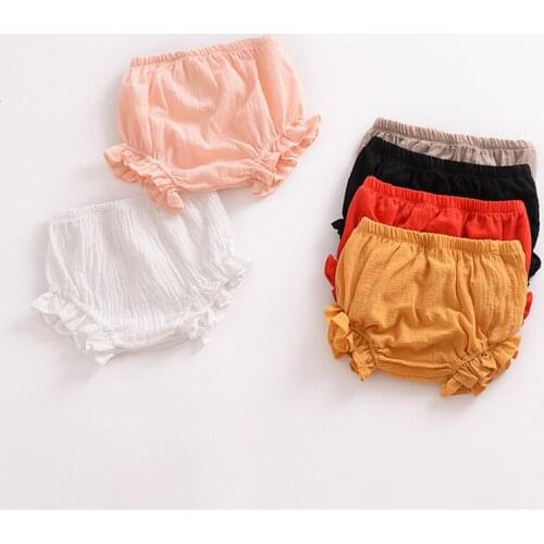New Born Infant Baby Girl Clothes PP Shorts Summer 2018 Solid Cotton Ruffle Underwear Casual Training Pants Baby Bloomer 0-24M
