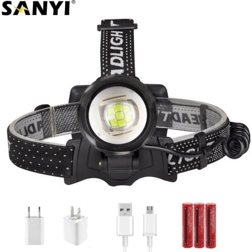 P70 P90 LED Headlamp 3 Modes Headlight USB Rechargeable Head Lamp Flashlight Torch Lantern 18650 Head Light With Power Display