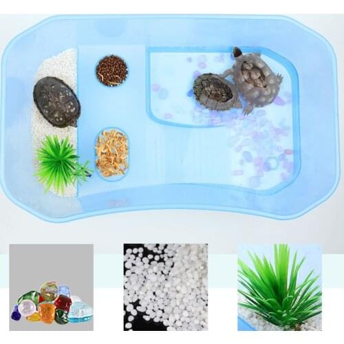 Plastic Aquarium Turtle Breeding Box Transparent Reptile Perched House Vivarium Box with Drying Platform Basking Ramp