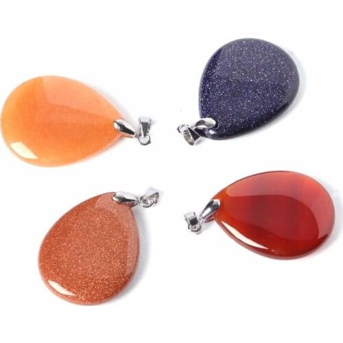 Pendant Accessories DIY Natural Stone Pendant Water Teardrop Dangle Amethysts Agates Lapis Opal Crystal Quartz Stone Pendants