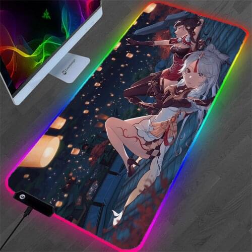 Rgb Genshin Impact Laptop Mouse Pad Wholesale for Anime Gamers Desk Pad High-quality Mousepad LED Lighting Gaming Keyboard Xxl