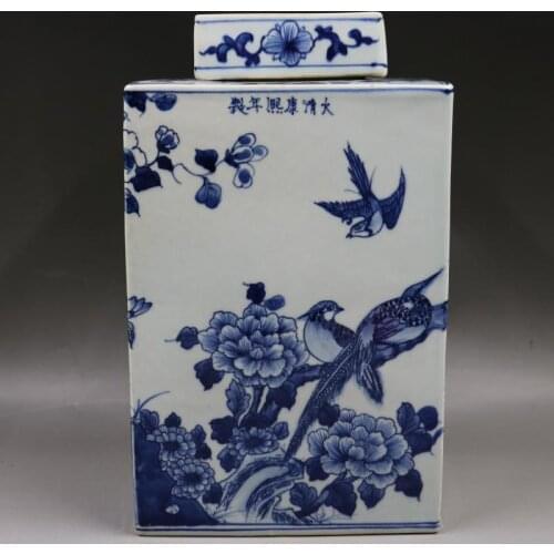 Hand Painted Antique Porcelain Home Furnishings Antique porcelain tea jar ceramic jar vase square
