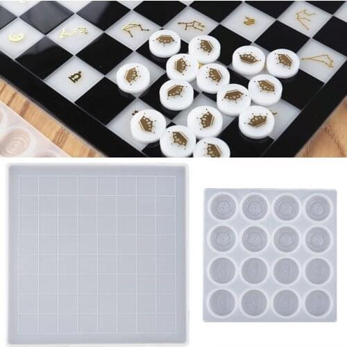 Chess Checkers Checkerboard Chess Pieces Silicone Mold for Resin Craft Resin Jewelry Making Jewelry Tools