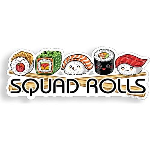 Cute Rice Ball Squad Rolls Sushi Sticker Chopsticks Cooler Laptop Car Power Vinyl Decal