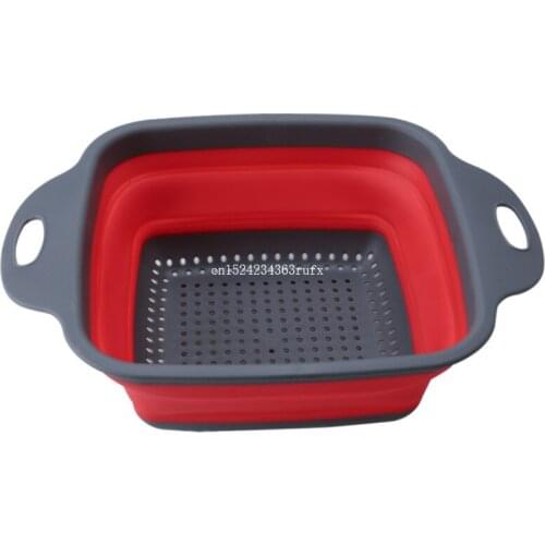 50pcs Square Shape Drain Basket Collapsible Colanders Fruit Vegetable Baskets Strainers Foldable Silicone Kitchen Organizer