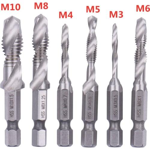 Hex shank composite wire tapping drill bit High Speed Steel Titanium Coated Drill Bit Set M3 M4 M5 M6 M8 M10