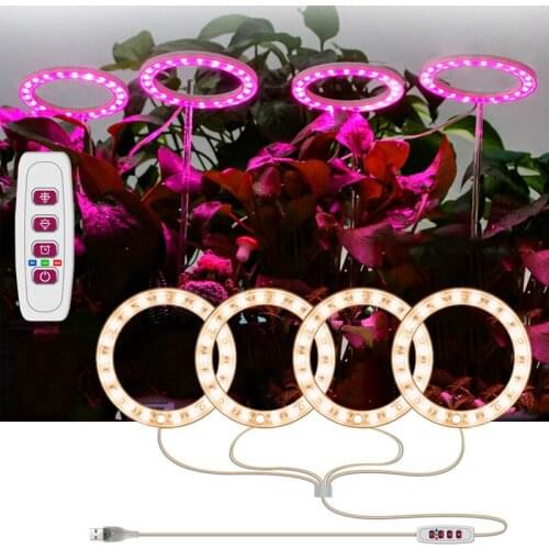 LED Plant Growing Light Circle USB Phyto Lamp Full Spectrum Fitolamp With Control Phytolamp For Plants Seedling Flower Home Tent