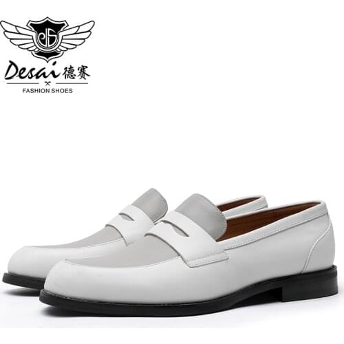 DESAI Shoes Genuine Leather Mens Loafers Fashion Casual Black Leader 2021 Braided Wedding Fashion Summer New Arrival