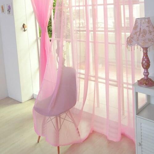 Ouneed Pure Pink Color Tulle Door Window Curtain Modern Translucidus 100% brand new and high quality Window Curtain Z30515