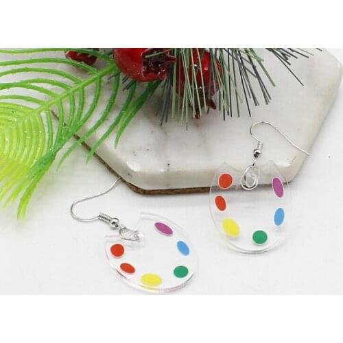 Girl Classic Transparent Color Acrylic Painted Board Creative Personality Palette Pendant Charm Jewelry Jewelry Gift