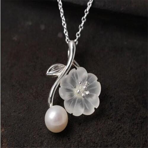 2020 Hot New Genuine Freshwater Pearl Pendants Crystal plum Necklace For Women Small Size Natural Pearl Jewelry