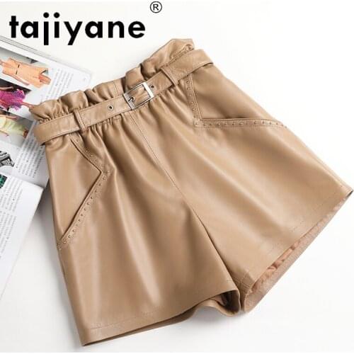 Streetwear Spring 2021 Women Real Sheepskin Pencil Shorts Woman Genuine Leather Trousers Fashion Ropa Mujer TN2493