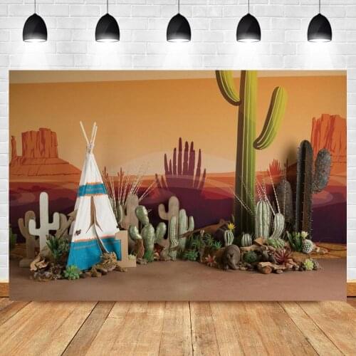 Desert View Scenic Theme Photography Backdrop Wild One Birthday Baby Shower Cactus Jungle Portrait Art Photo Backgrounds