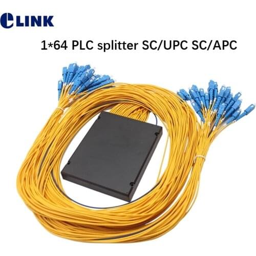 1*64 PLC splitter ABS box SC UPC APC 1M 1.5M 2.0mm 3.0mm yellow cable 1x64 ftth coupler Cassette ODN free shipping factory ELIN