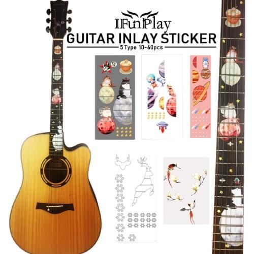 10Pcs DIY Guitar Inlay Sticker Space roaming Decals for Electric Acoustic Guitar Meow star People Stickers Guitar Body Sticker