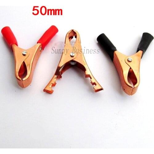 10pcs Copper Plated Insulated Car cable Battery Clips Alligator clip clamp Clamps 50A Red Black diy kit test leads