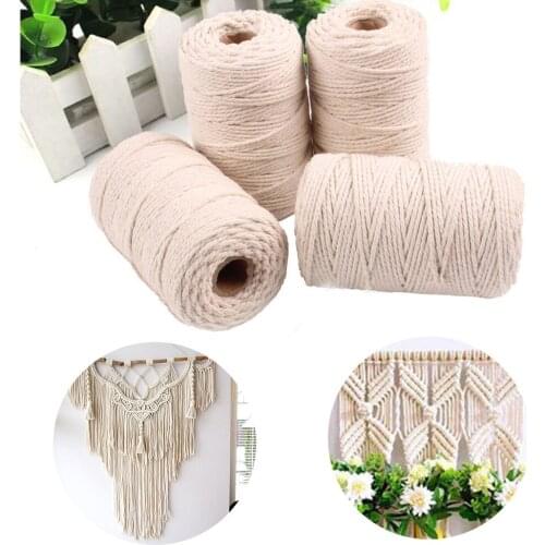 2-5mm 50-100M Macrame Rope Twisted String Cotton Cord For Handmade Natural Beige Rope DIY Home Wedding Decorative Supply