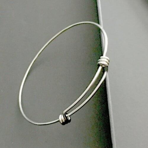 3pcs LotStainless Steel simple adjustable bracelet Steel Wire Chain cuff bangle 2.46'' for WOmen Men DIY Jewelry