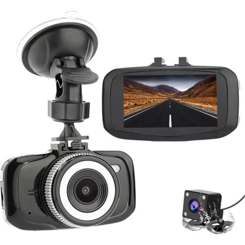 Car Camera Recorder with rear view camera Ainina Dual camera Car Dvr camera recorder , 24 Hours Parking Monitoring Dash Cam